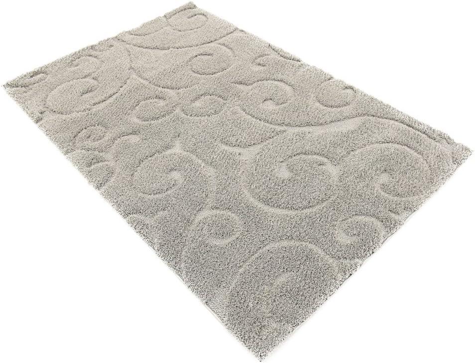 Gray Floral Vine Shag Rug, 4' x 6', Easy-Care Synthetic