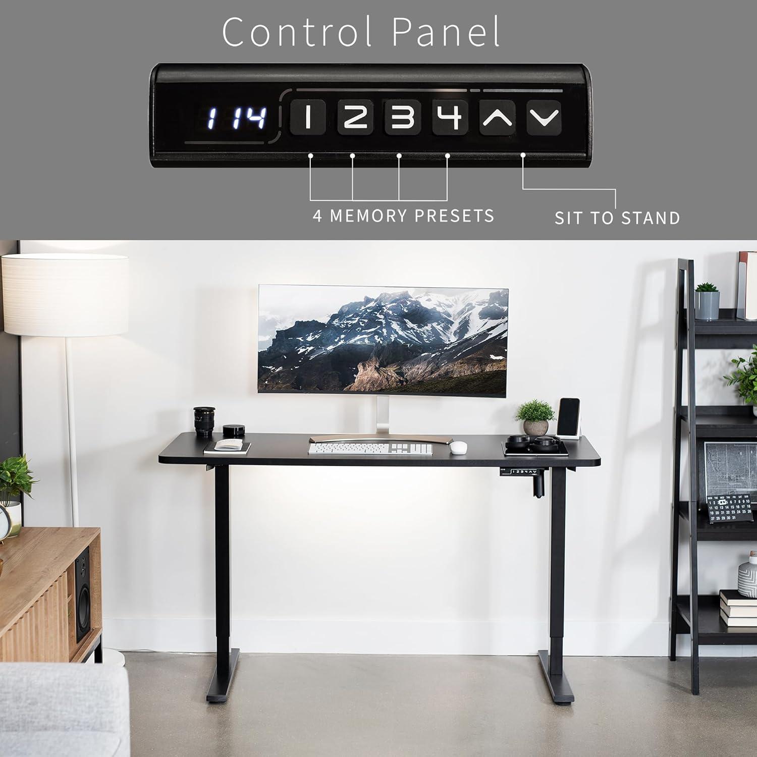 VIVO Single Motor Electric Desk with Push Button Memory Controller