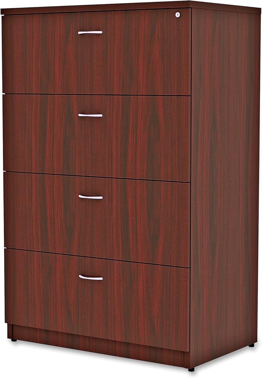 Lorell Essentials Lateral File - 4-Drawer 1" Top, 35.5" x 22" x 54.8" - 4 x File Drawers - Material: Polyvinyl Chloride (PVC) Edge - Finish: Mahogany Laminate