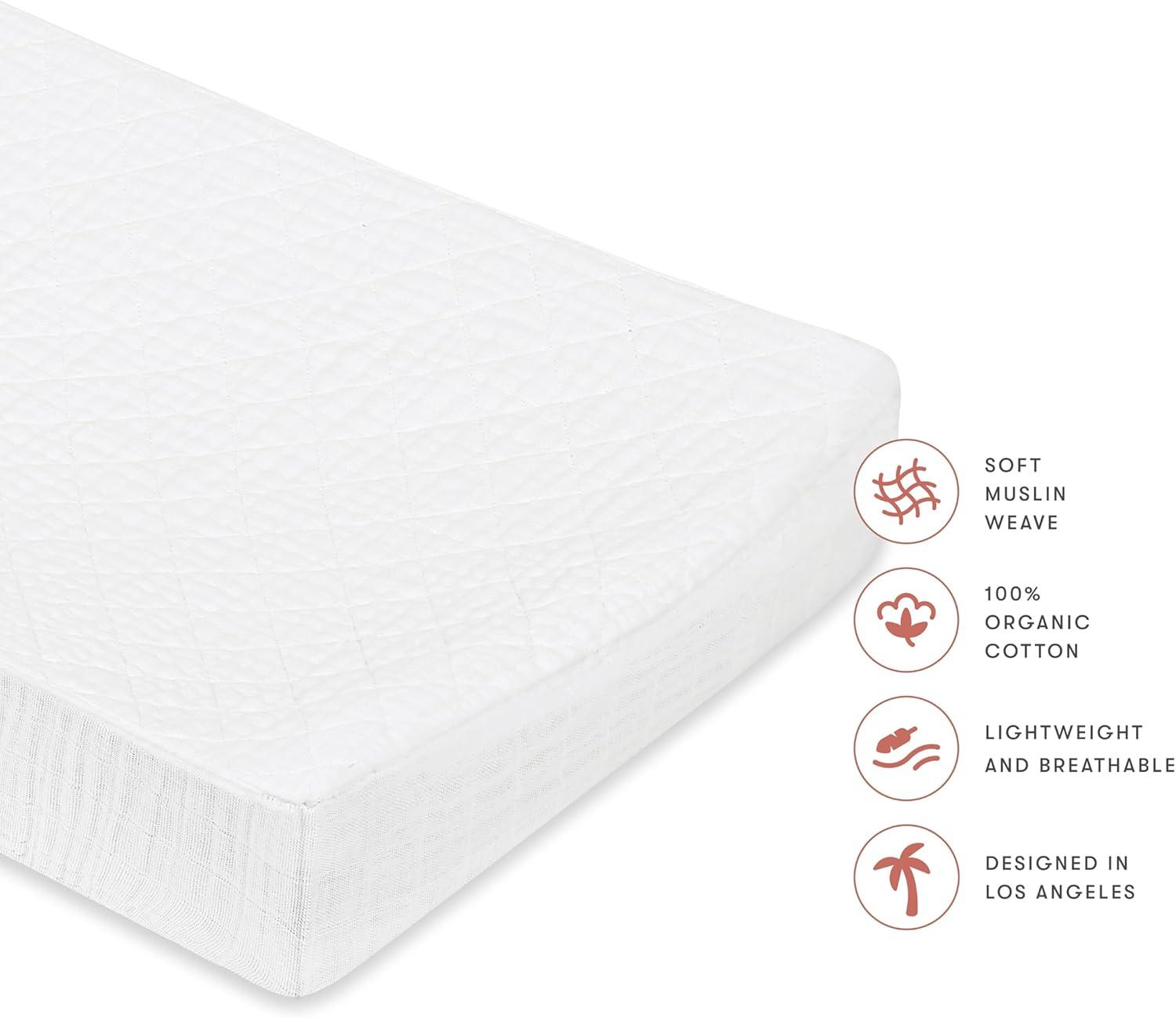 Plain White Quilted Muslin Changing Pad Cover