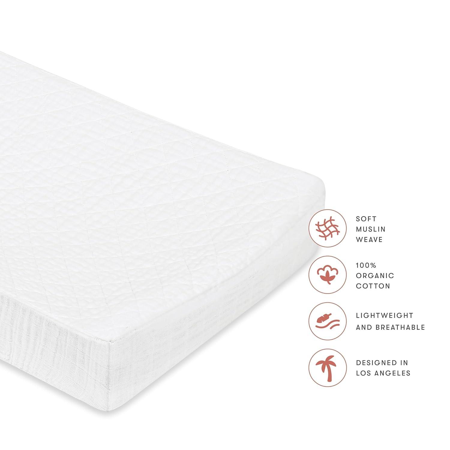 babyletto Plain White Quilted Muslin Changing Pad Cover