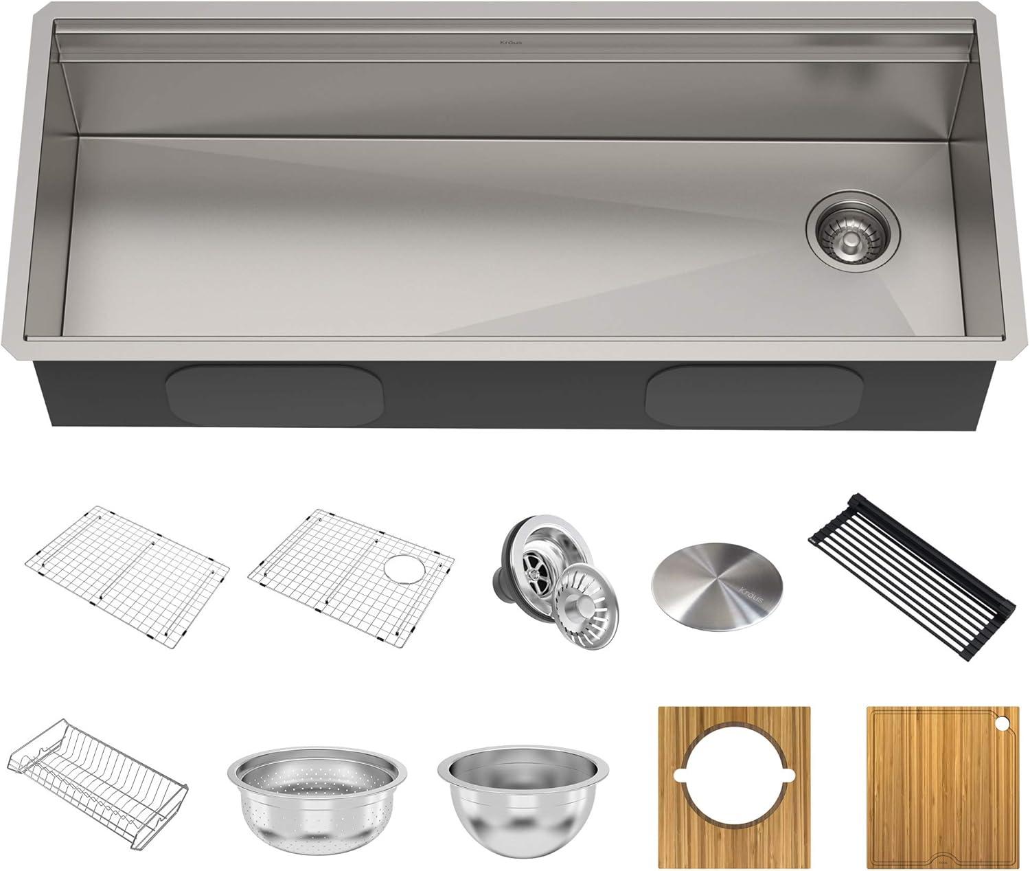 45-Inch Stainless Steel Undermount Workstation Kitchen Sink with Accessories