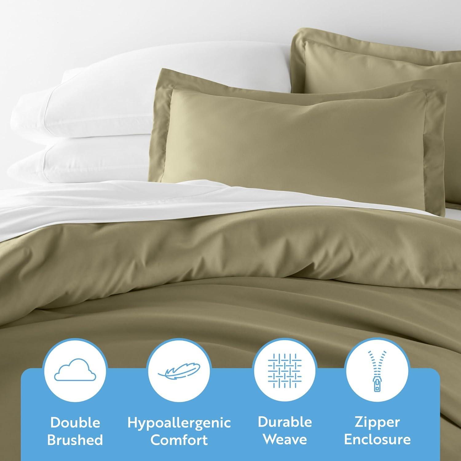Sage Green Microfiber Twin Duvet Cover Set with Pillow Shams