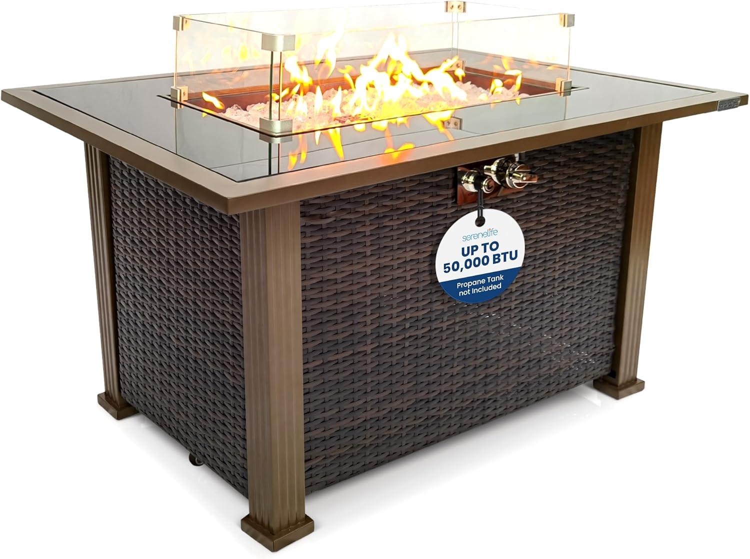 24.8" H x 43.31" W Propane Outdoor Fire Pit Table