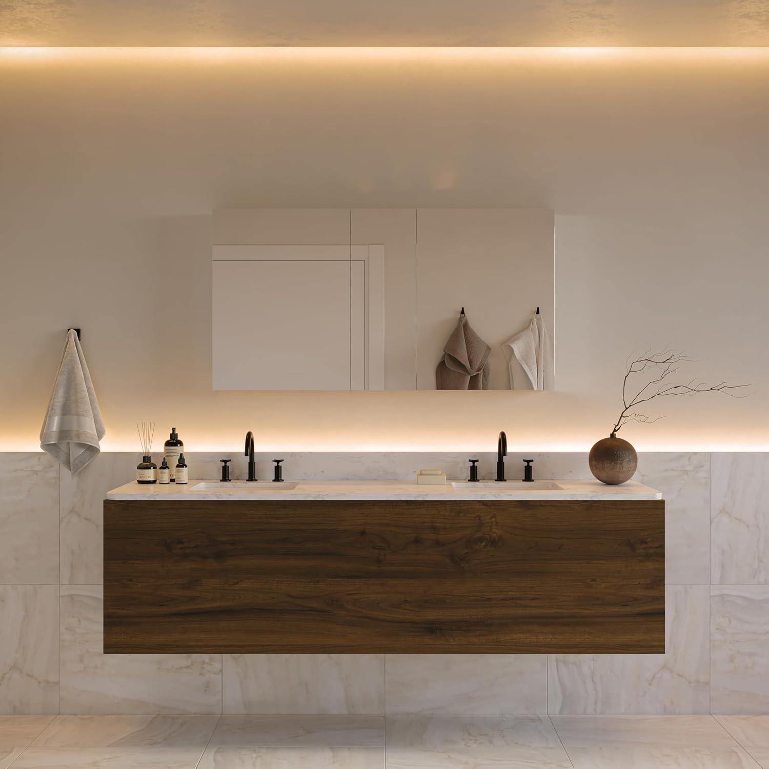 Fresca Senza 49" W x 26" H Surface/Recessed Mount Bathroom Medicine Cabinet with 4 Adjustable Shelves