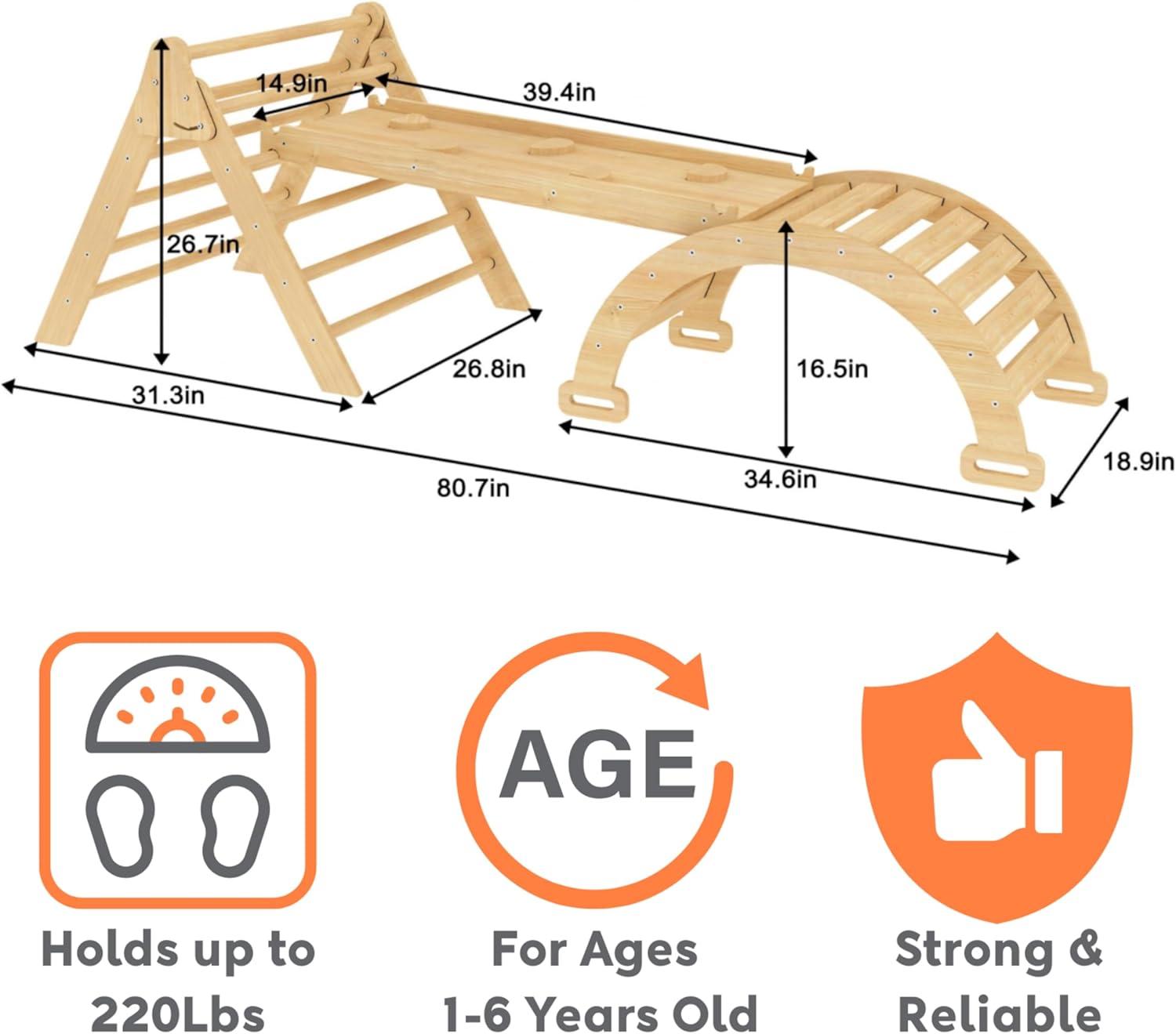 Avenlur Hazel - Pikler Triangle Set with Ladder Slide and Rocker - White