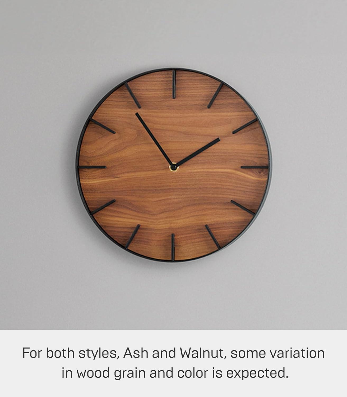 Rin Yamazaki Home Wall Clock, Modern Wood Home Decoration, Steel + Wood, Step Motion Second