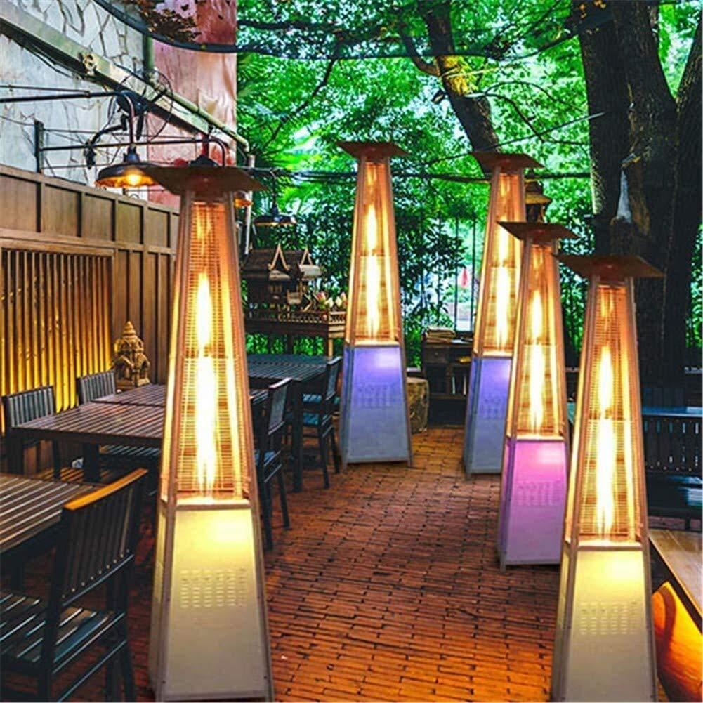 Avenlur Outdoor Patio Propane Heater - 42,000 BTU Pyramid Patio Heater with Color Changing LED Lights - Great for Outdoor Party, Restaurants, Outdoor Socializing w/ wheels, Includes Protective Cover