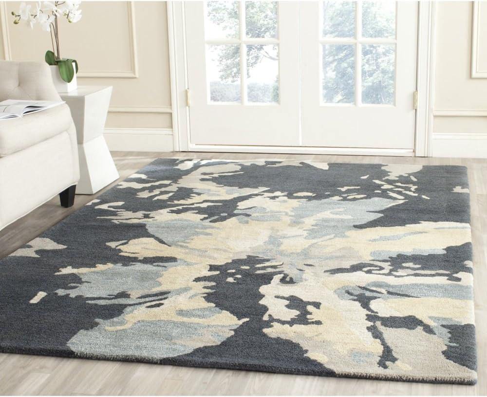 Hand-Tufted Steel Blue Round Wool & Viscose Rug - 47"