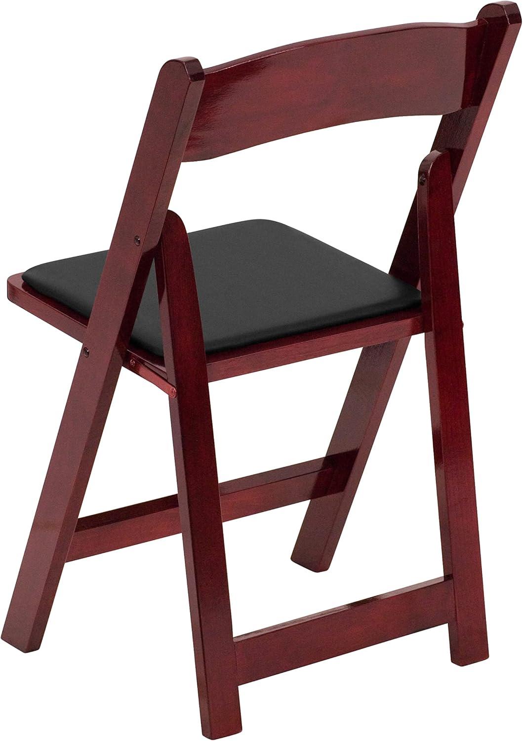 Flash Furniture HERCULES Series Mahogany Wood Folding Chair with Vinyl Padded Seat