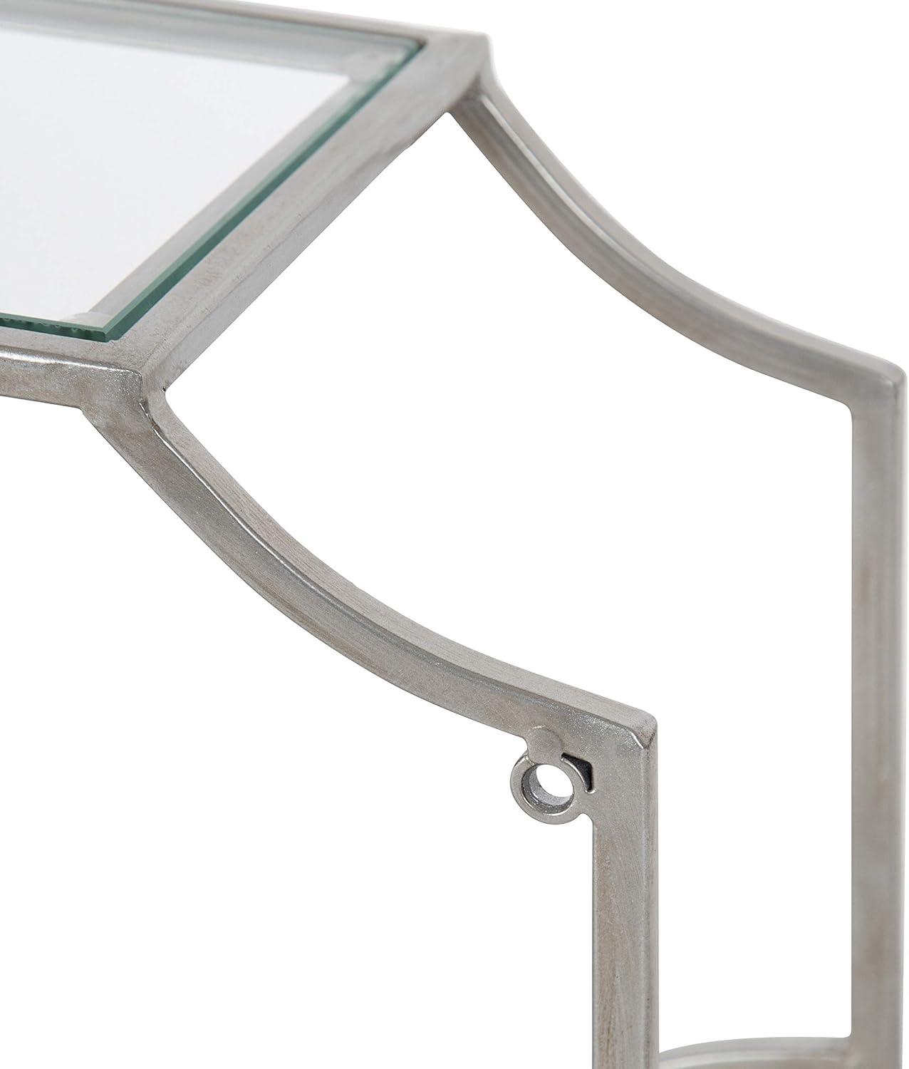 2pc 18" Ciel Modern Glam Metal Wall Shelf Set Silver - Kate & Laurel All Things Decor