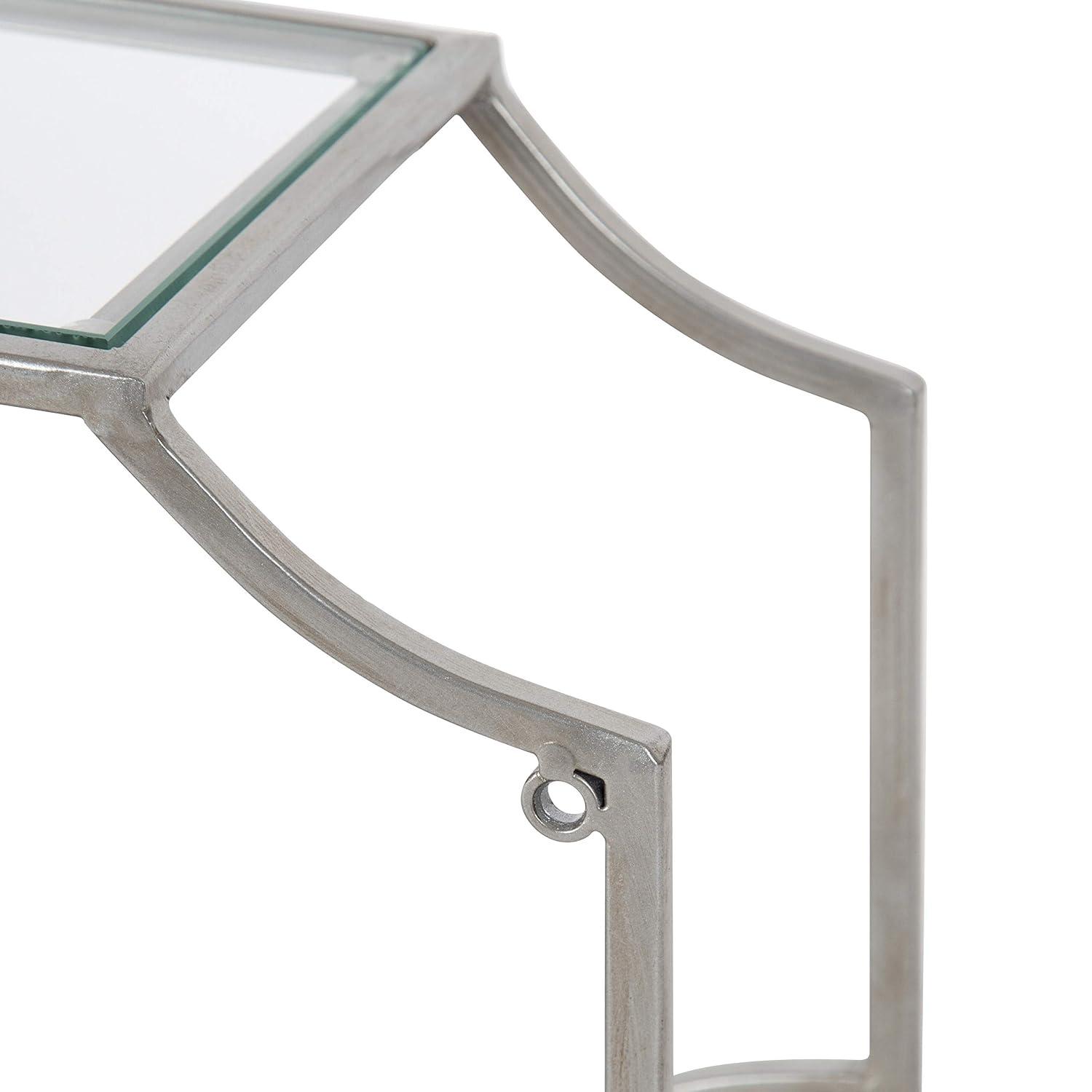 2pc 18" Ciel Modern Glam Metal Wall Shelf Set Silver - Kate & Laurel All Things Decor