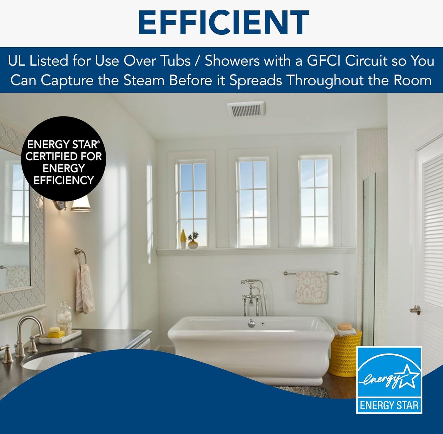 Broan-Nutone AE50 InVent Series Single-Speed Fan, Ceiling Room-Side Installation Bathroom Exhaust Fan, ENERGY STAR Certified, 0.5 Sones, 50 CFM , White , 50 CFM 0.5 Sones