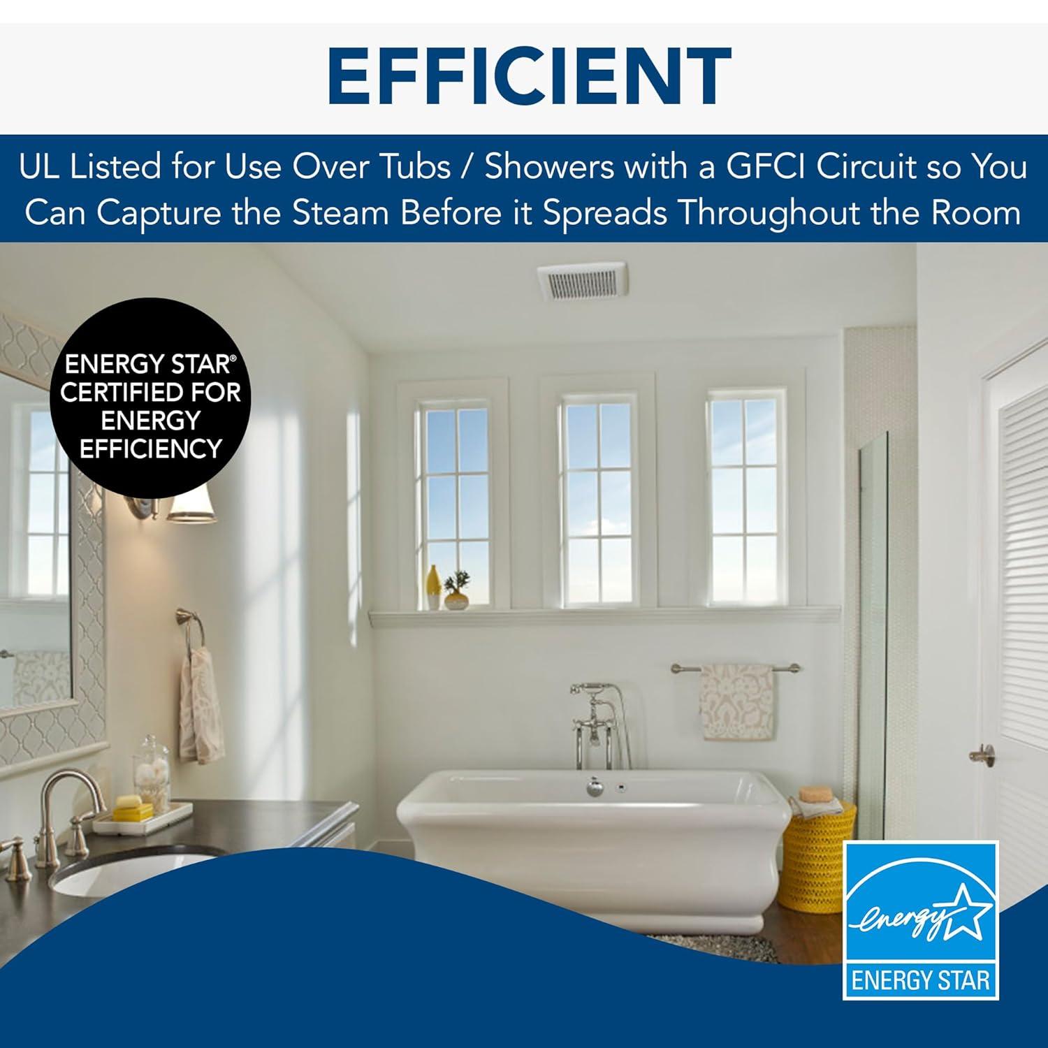 Broan-Nutone AE50 InVent Series Single-Speed Fan, Ceiling Room-Side Installation Bathroom Exhaust Fan, ENERGY STAR Certified, 0.5 Sones, 50 CFM , White , 50 CFM 0.5 Sones