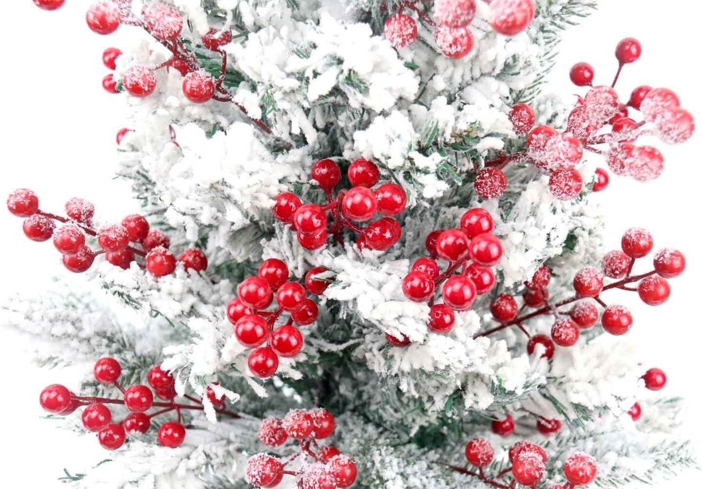 Holzlrgus Red Berries,30 Pack Artificial Red Berry Stems for Christmas Tree Decorations, Crafts, Holiday and Home Decor,10.2 Inch