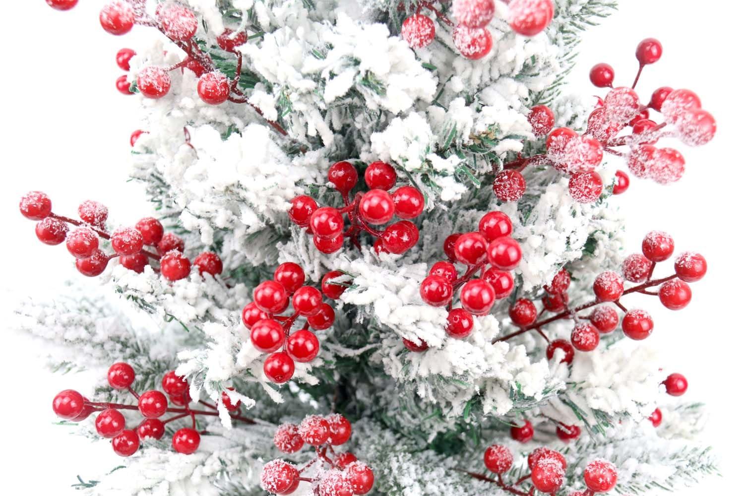 Holzlrgus Red Berries,30 Pack Artificial Red Berry Stems for Christmas Tree Decorations, Crafts, Holiday and Home Decor,10.2 Inch