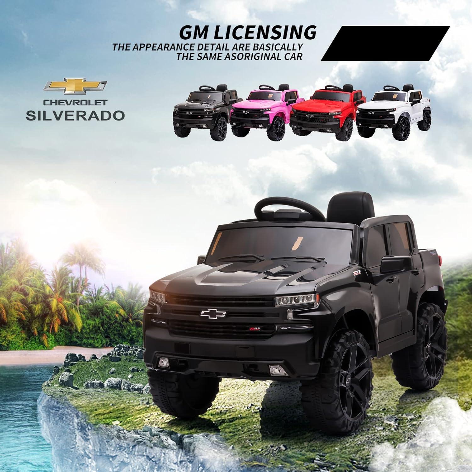 Jojoka 12V Licensed Chevrolet Silverado GMC Ride on Truck Car for Kids Battery Powered Electric Toys Vehicles with Remote Control, LED Light, Bluetooth, Spring Suspension, for 3-8 Years Old, Pink