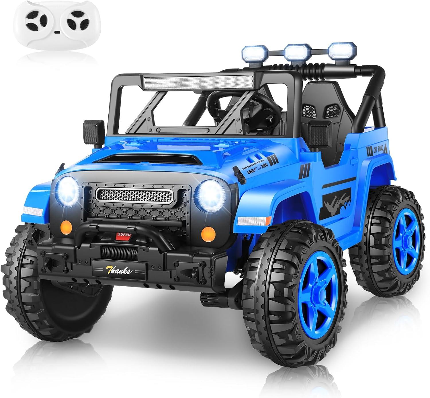 Blue 24V 4WD Kids SUV with Remote Control and Bluetooth