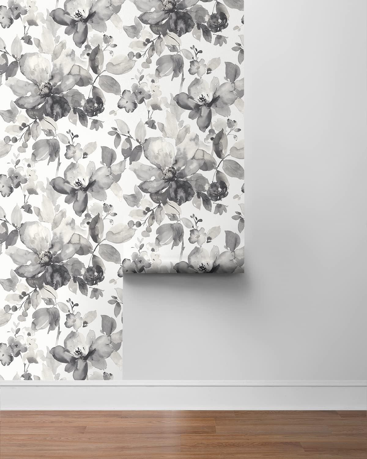 NextWall  Watercolor Flower Peel and Stick Wallpaper 20.5 in. W x 18 ft. L - Inkwell