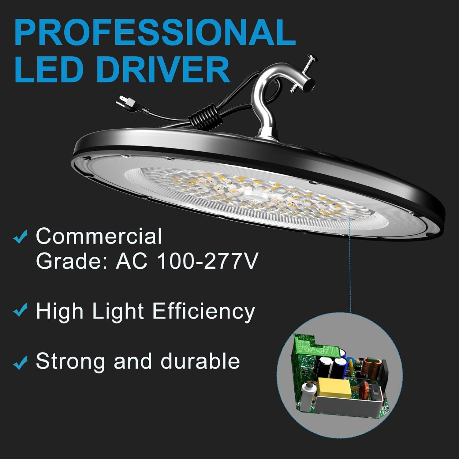 Lightdot 100W LED High Bay Light for Shop/Barn 5000K 14000LM (Eqv. to 400W HPS/MH) High Bay LED Lights with Plug for Commercial Warehouse Lighting-ETL Listed 5Pack