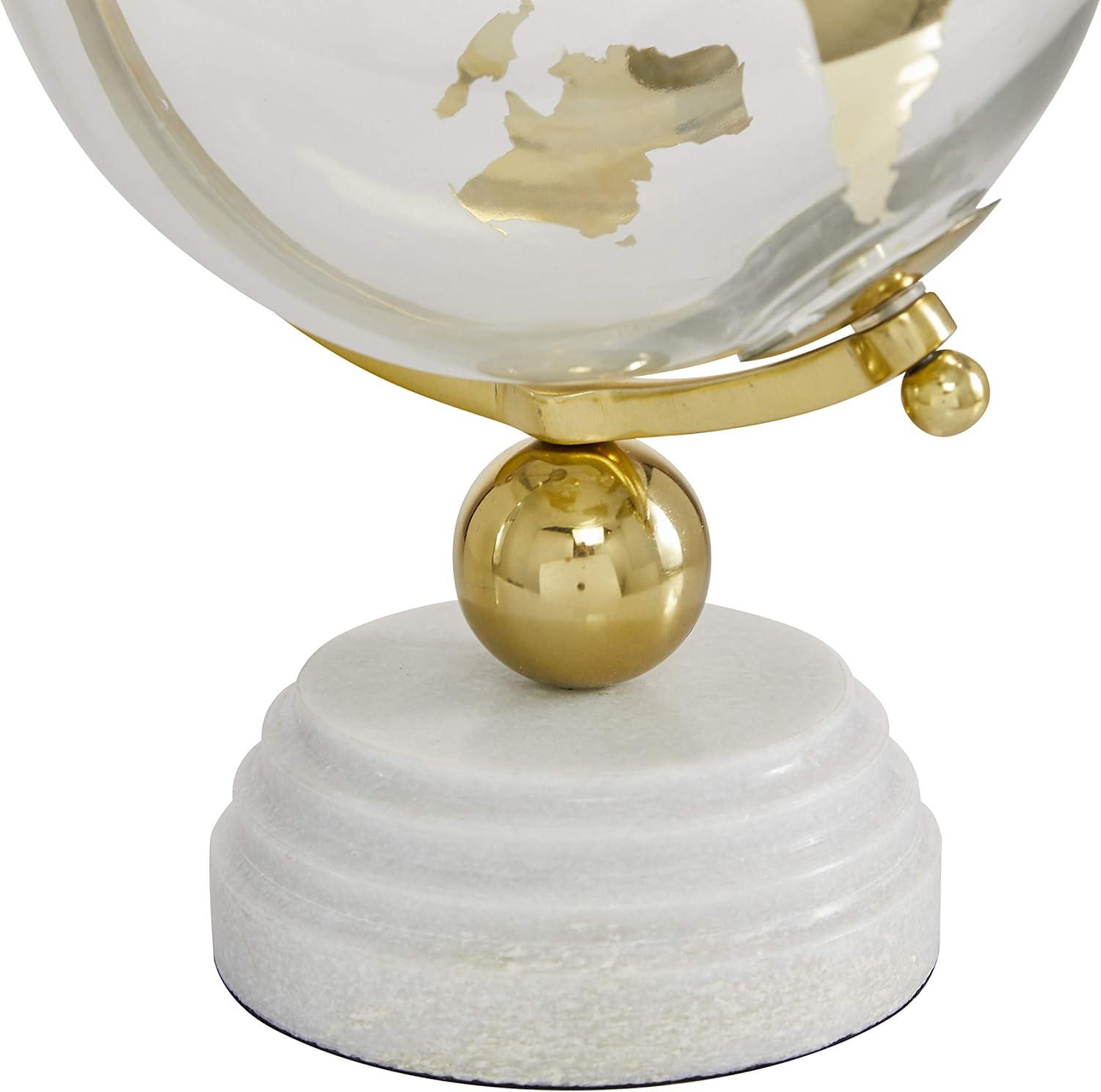 Elegant Gold Abstract Globe with Marble Stand, 8" x 13"