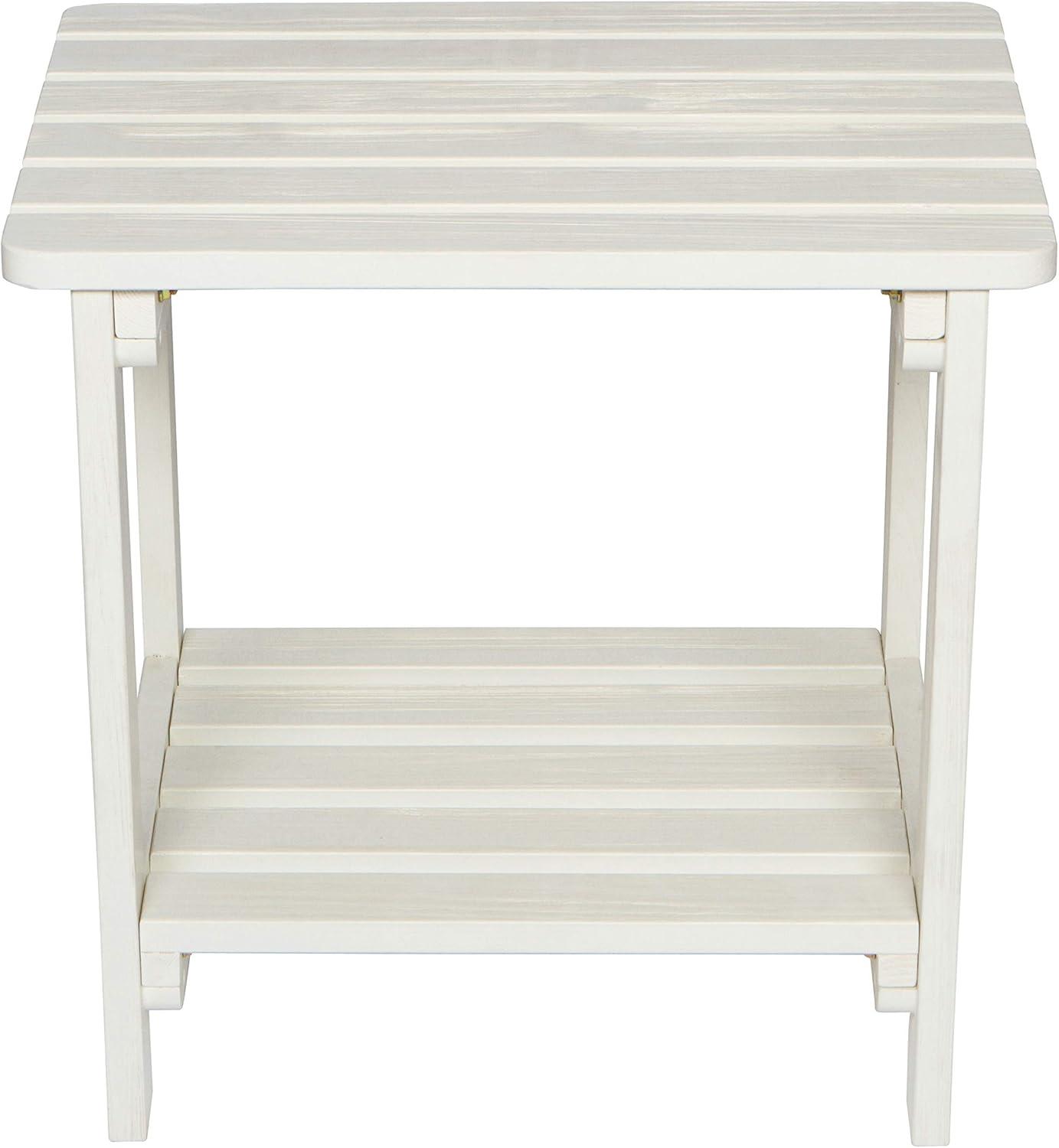 Shine Company Rectangular Traditional Wooden Indoor/Outdoor Side Table in White