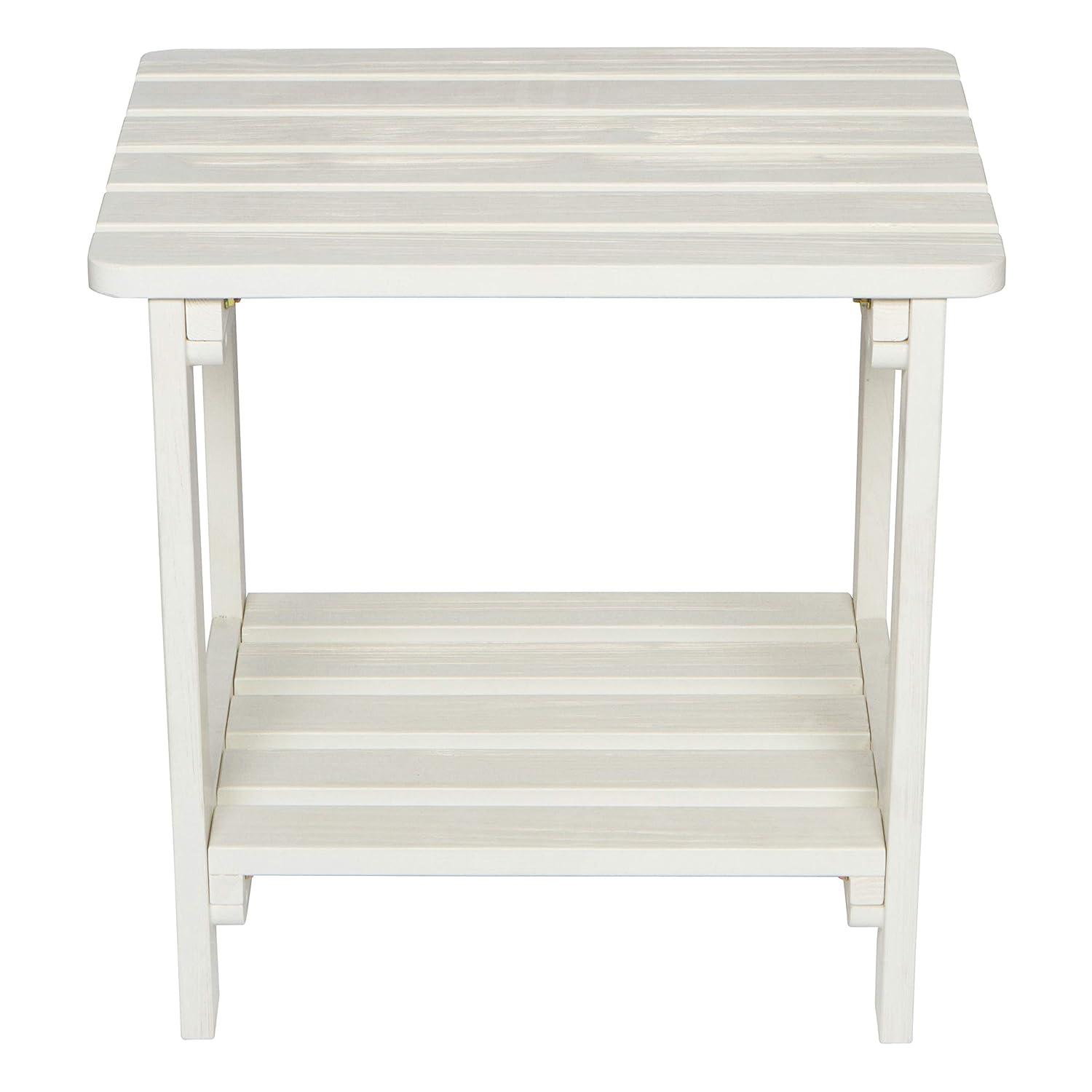 Shine Company Rectangular Traditional Wooden Indoor/Outdoor Side Table in White