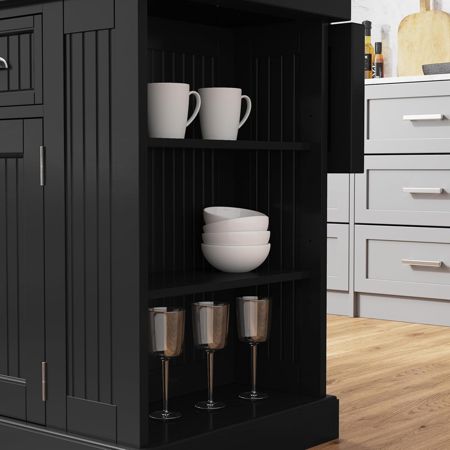 Homestyles Nantucket Wood Kitchen Island in Black