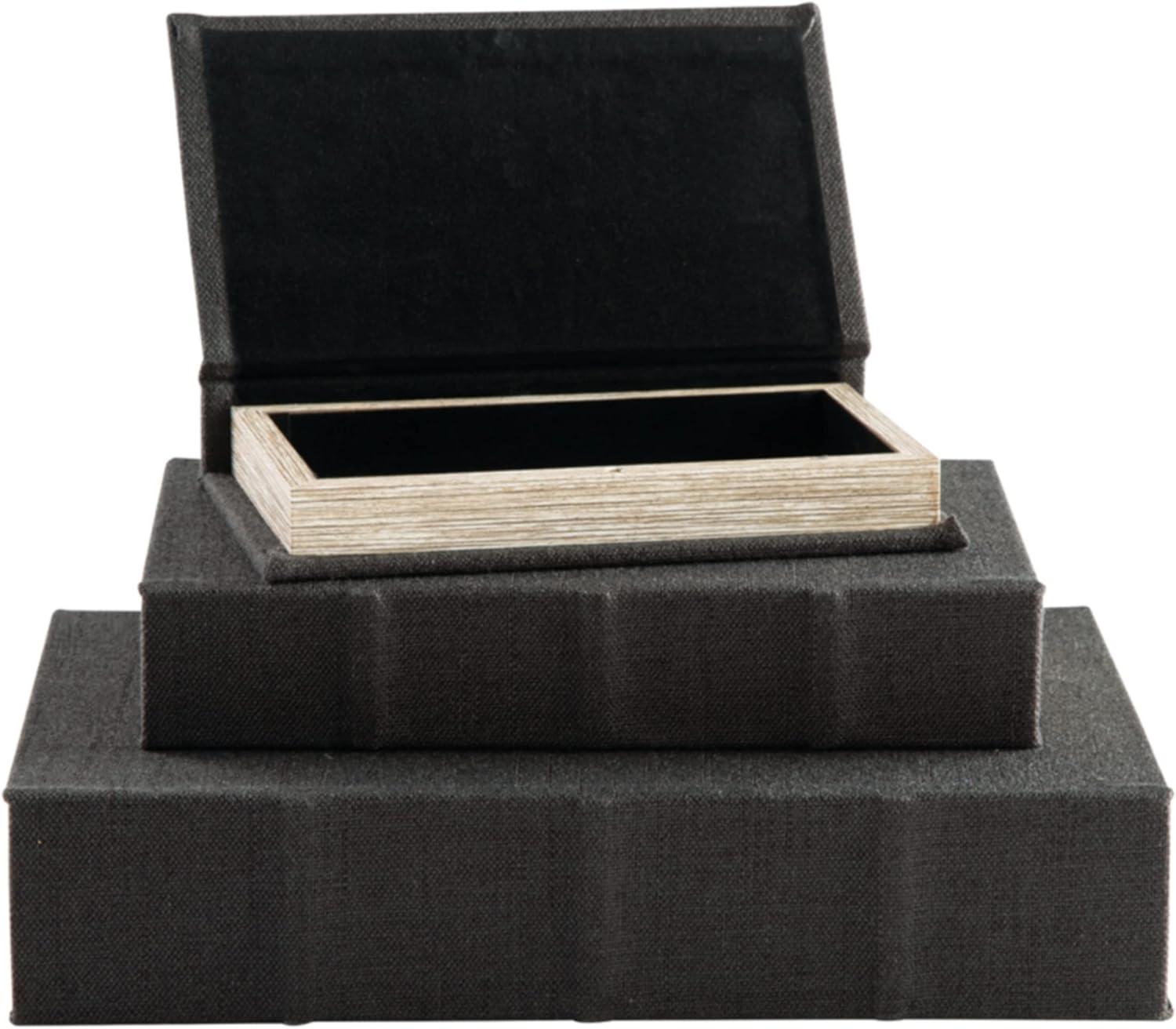 Black Faux Book Keepsake Storage Box Set, 3 Pieces