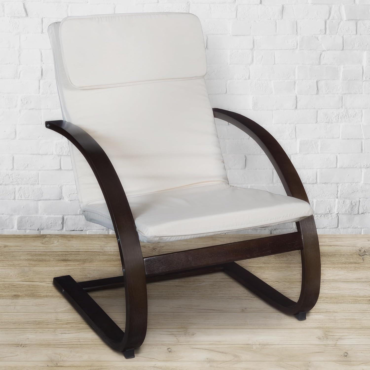 Niche Mia Bentwood Reclining, Lounge, Rocking Chair- Mocha Walnut/ Beige