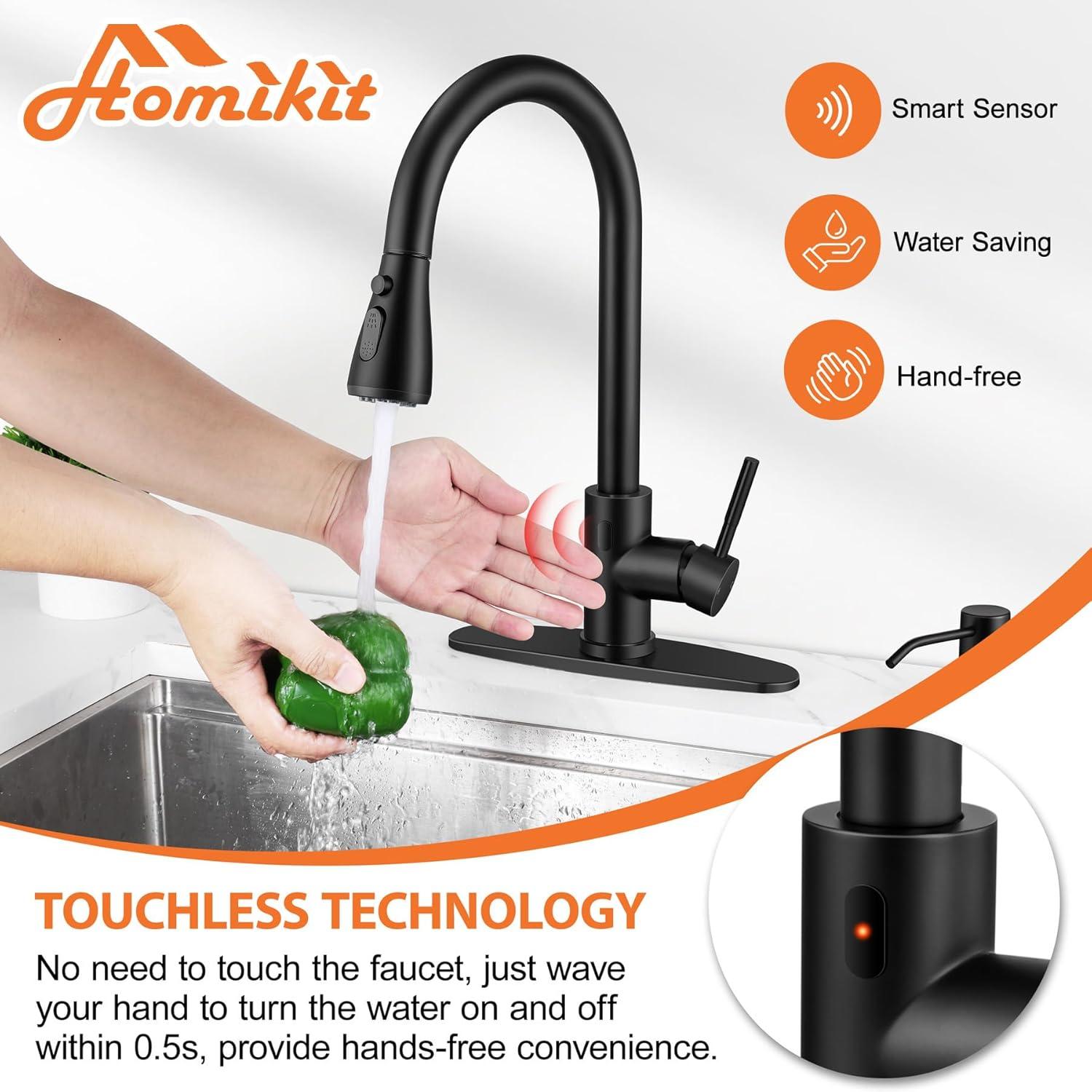 ARCORA ARCORA Stainless Steel  Single Handle Pull-Down Sprayer Kitchen Faucet Set with Touchless Sensor AR7100301B-DC