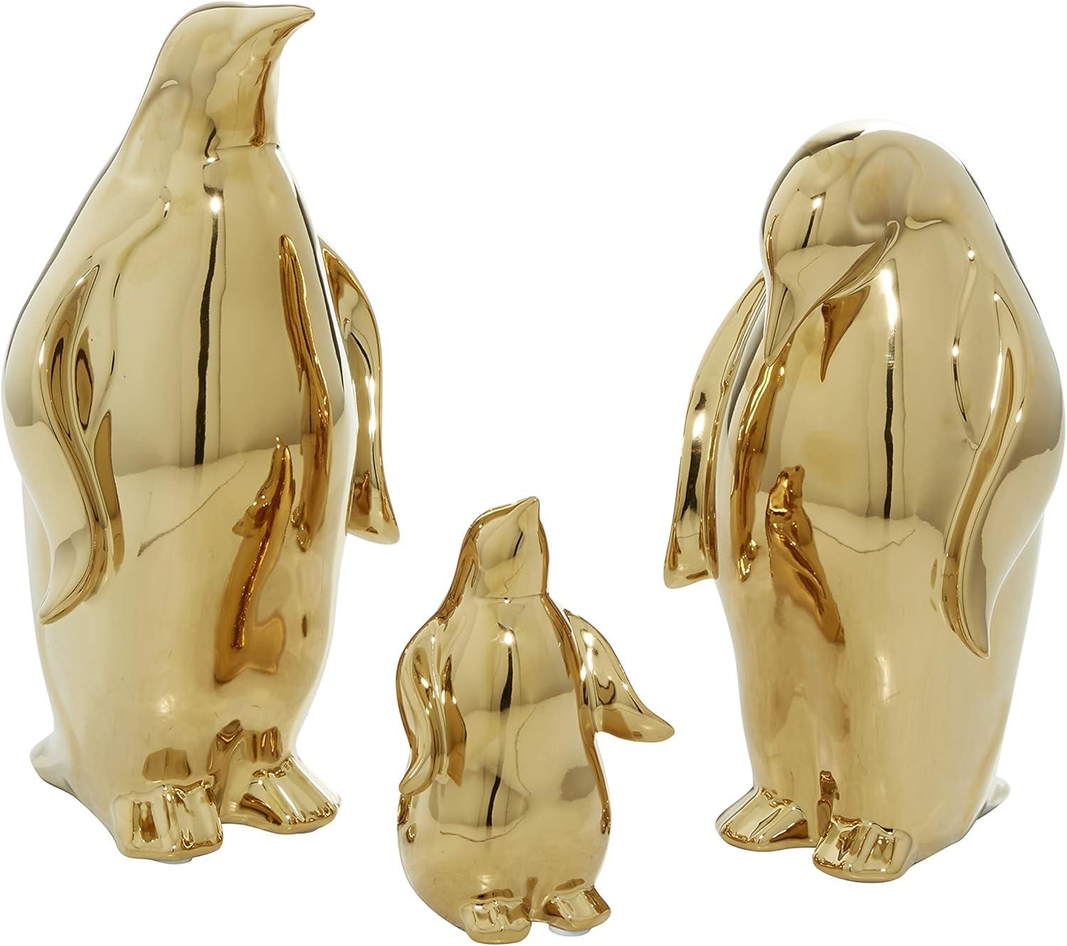 DecMode 5"W, 11"H Porcelain Glam Sculpture, Gold, 3 - Piece