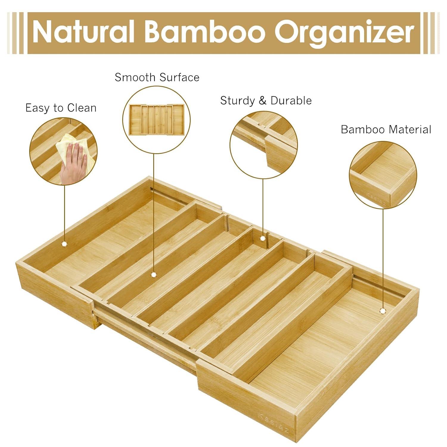 Coffee Pod Holder Drawer, Bamboo K Cup Holder Compatible with Nespresso Vertuo Capsules, 25-45 K Cup Drawer Organizer for Coffee Station Home Office and Kitchen (Bamboo)