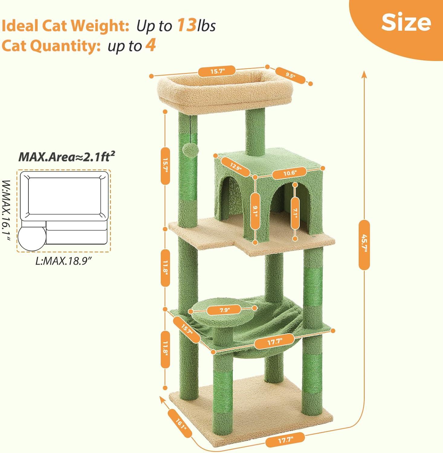 Gothic Cat Tree With Super Large Hammock, Cat Tower With Coffin Bed, Cat Condo, Sisal Scratching Posts & Top Perch, Multi-Level Goth Cat Tree, Halloween