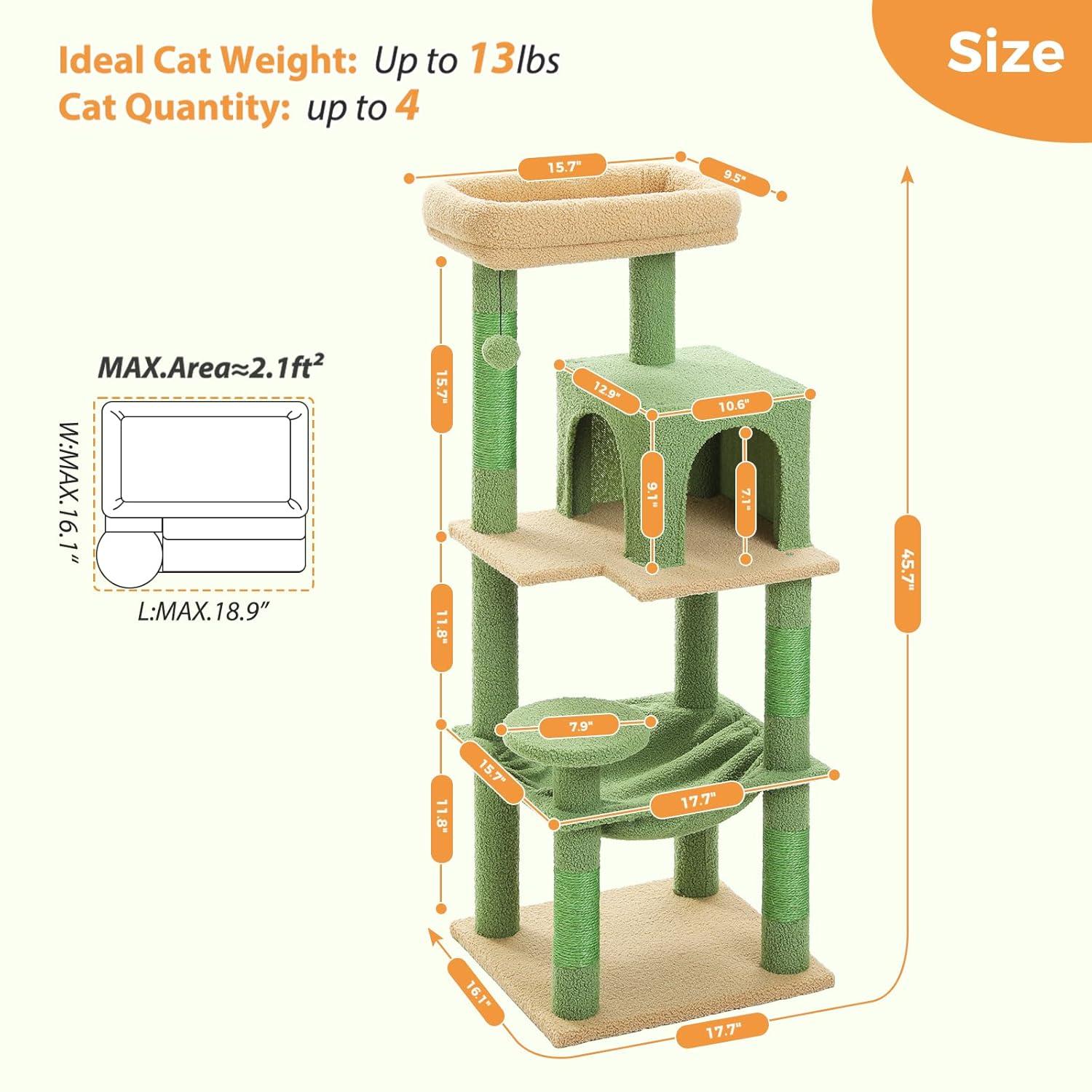 Gothic Cat Tree With Super Large Hammock, Cat Tower With Coffin Bed, Cat Condo, Sisal Scratching Posts & Top Perch, Multi-Level Goth Cat Tree, Halloween