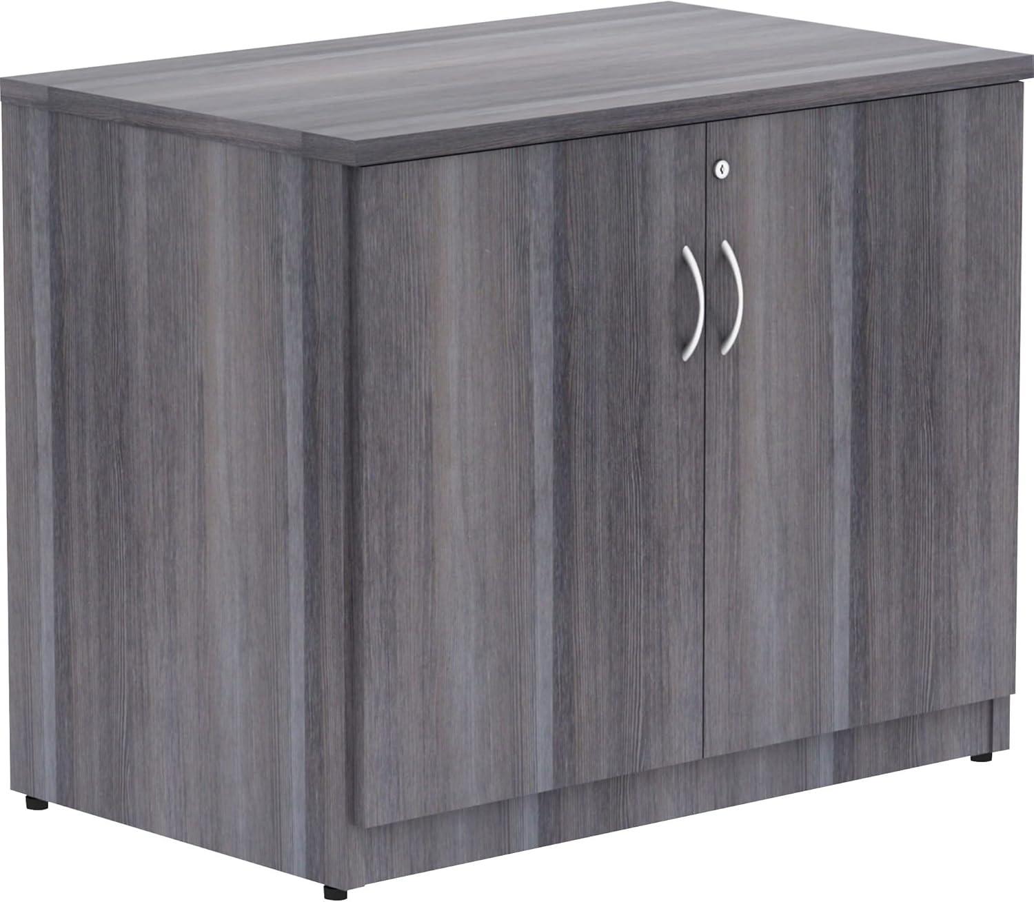 Essentials Series 2-Door Storage Cabinet - 36" X 22.5" X 29.5" - Drawer(S)2 Door(S) - Material: Melamine Faced Chipboard (MFC) Top, Melamine Faced Chipboard (MFC) Shelf, Melamine Faced Chipboard (MFC) Side Panel, Melamine Panel - Finish: Weathered Charcoa