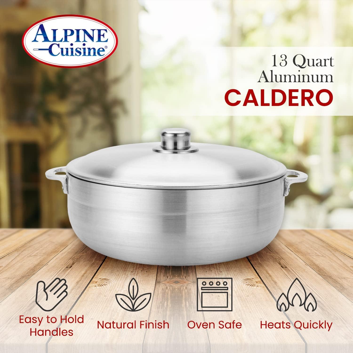 13-Quart Silver Aluminum Non-Stick Caldero Pot with Lid