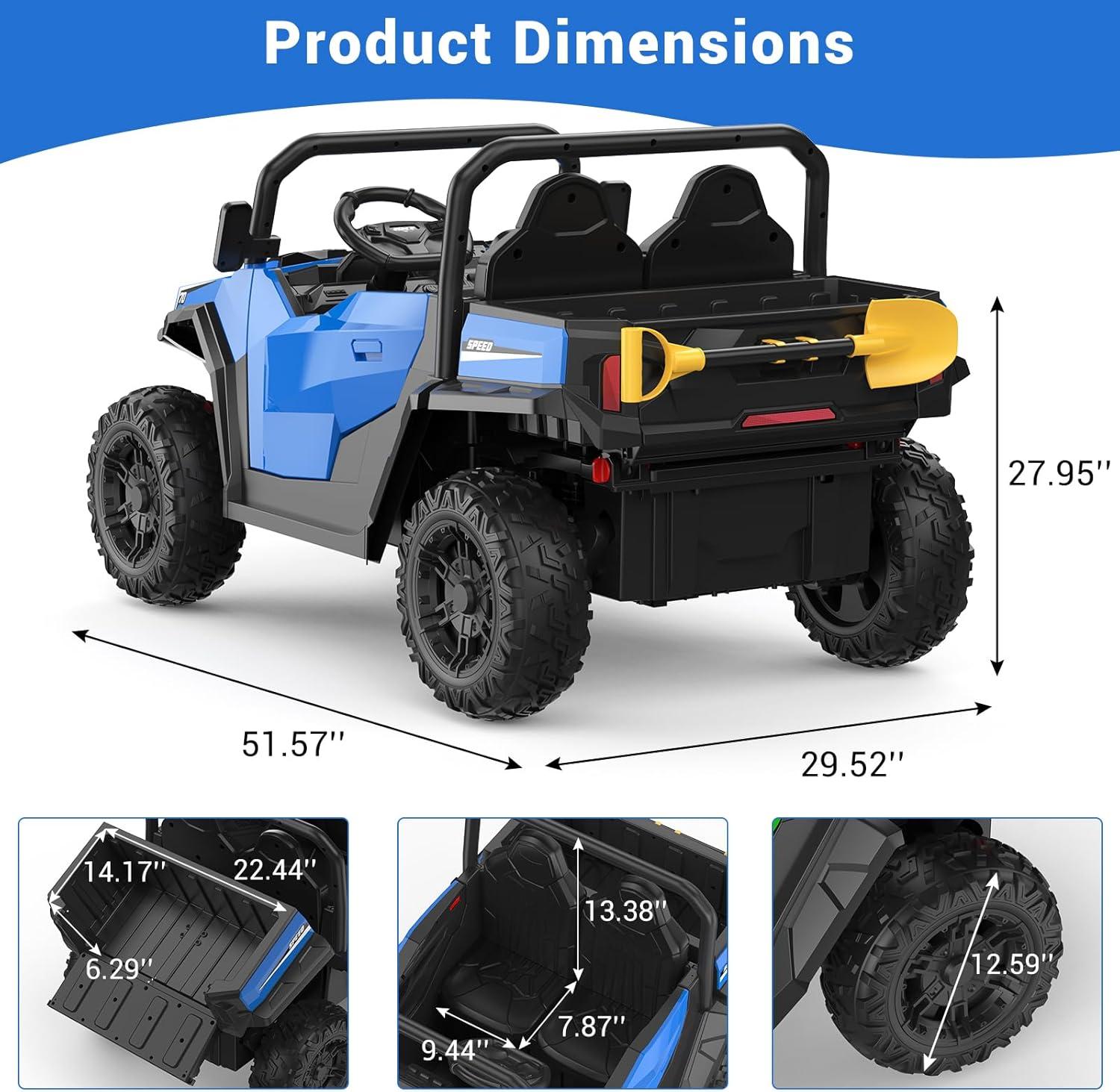 Ride On Dump Truck, 24V Ride On Car with Remote Control, Electric Dump Bed and Extra Shovel