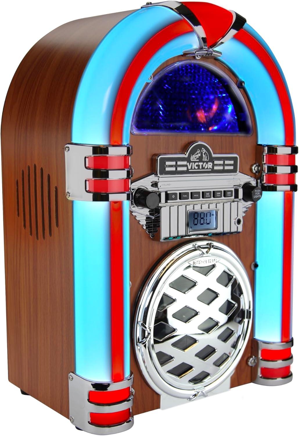 Victor Bluetooth CD Jukebox Speaker with FM Radio & Multicolor LED Lighting