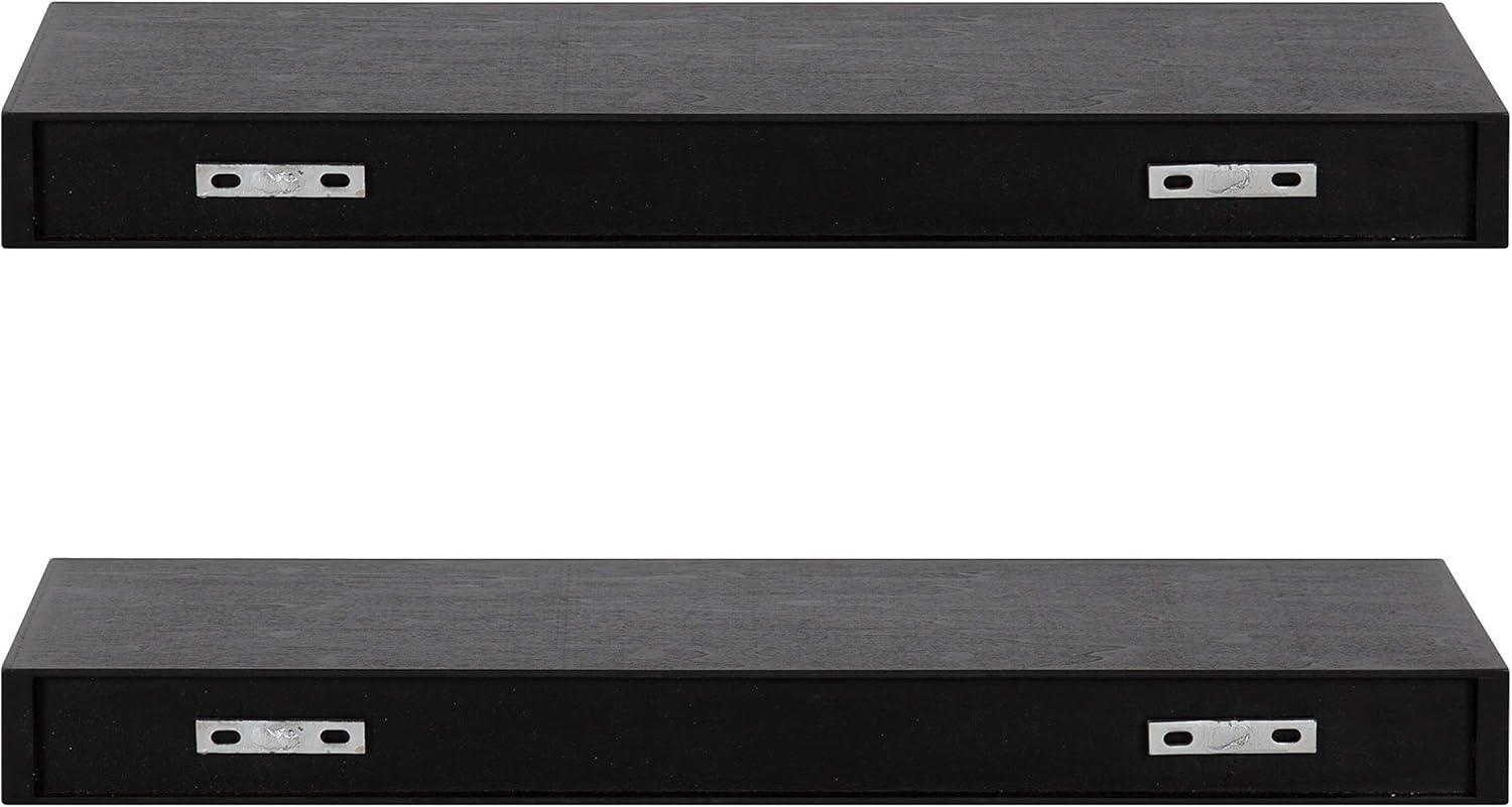 2pc 24" Havlock Wood Shelf Set Black - Kate & Laurel All Things Decor: Solid Wood, Easy Wall Mount