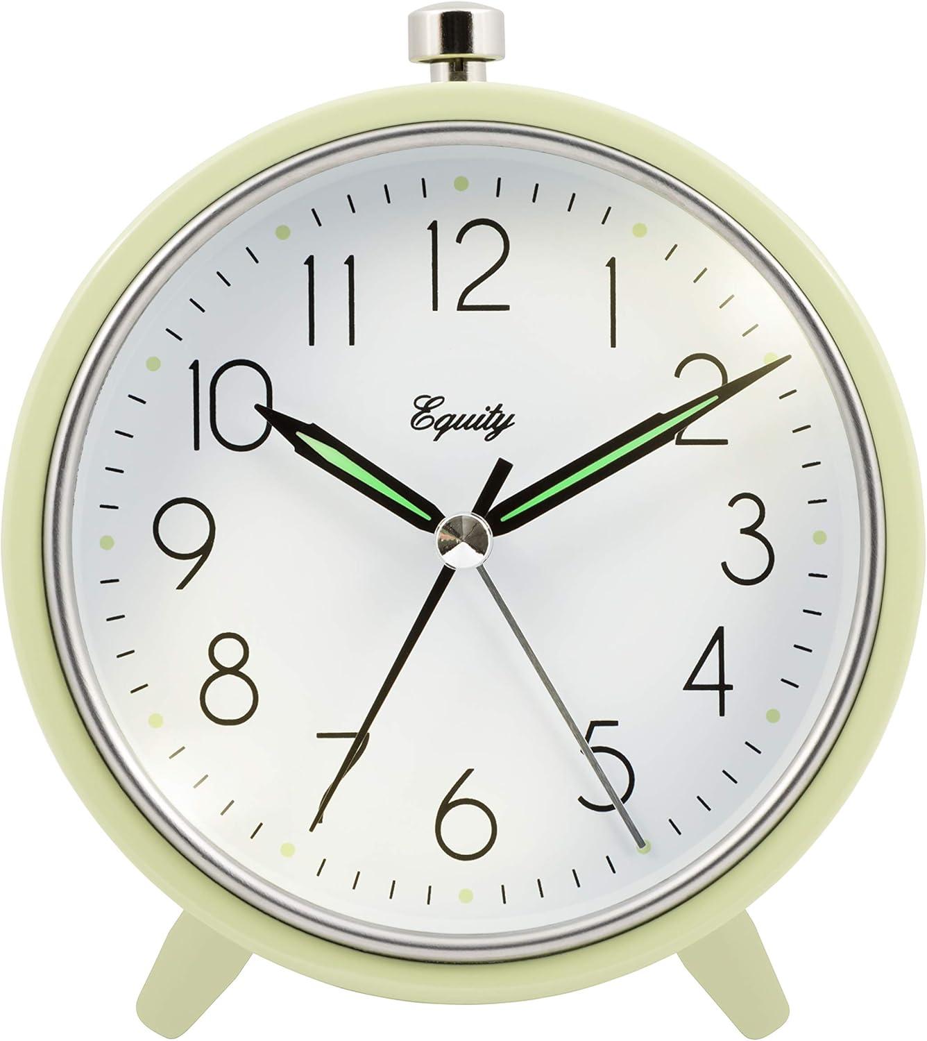 Equity 20090 5-Inch Silent Sweeping Quartz Metal Alarm Clock, Light Green