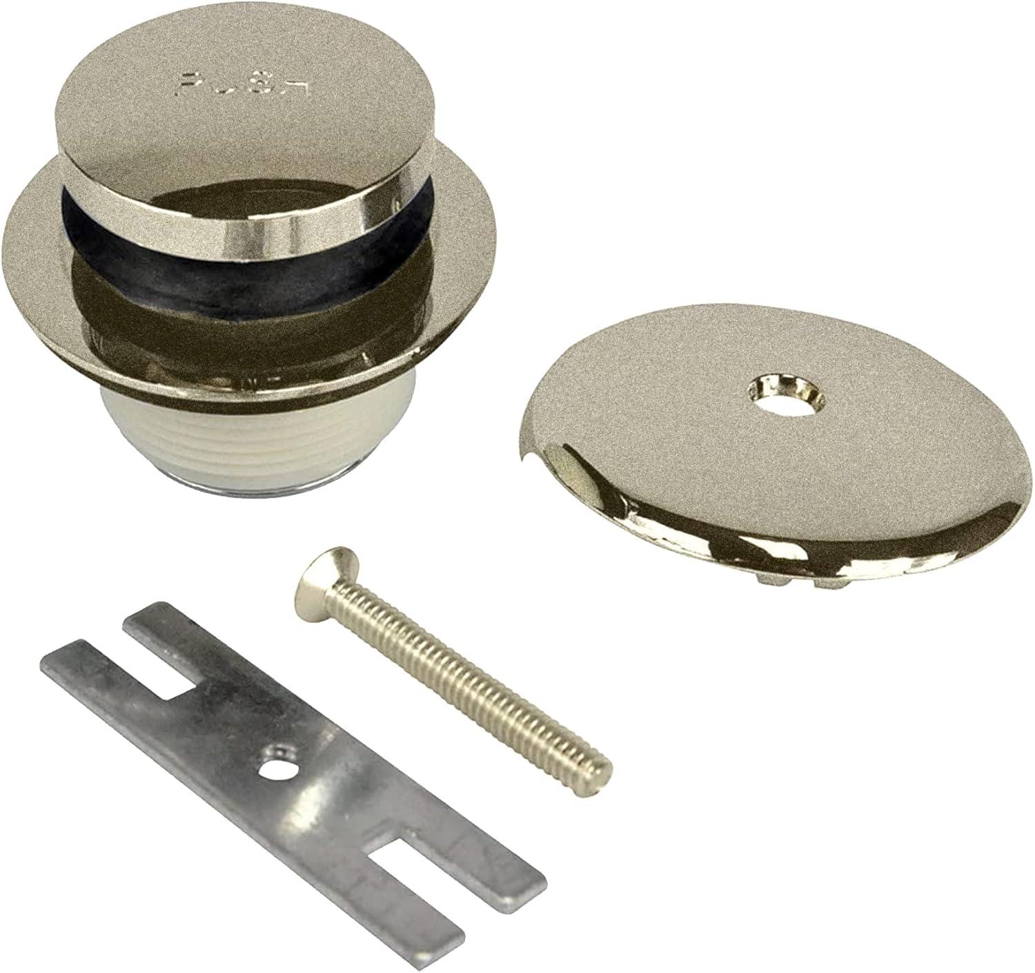 Brushed Nickel Bathtub Drain Tip Toe Stainless Steel Tub Drain Trim Kit, Single Hole Overflow Faceplate