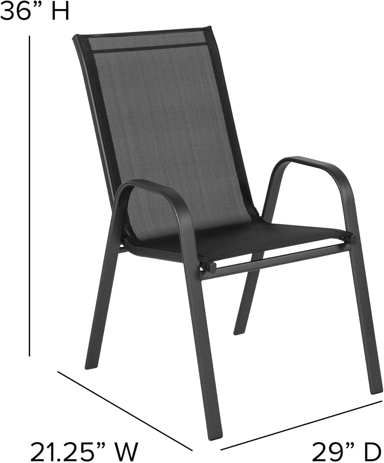 Flash Furniture 5 Piece Outdoor Patio Dining Set - Tempered Glass Patio Table, 4 Flex Comfort Stack Chairs