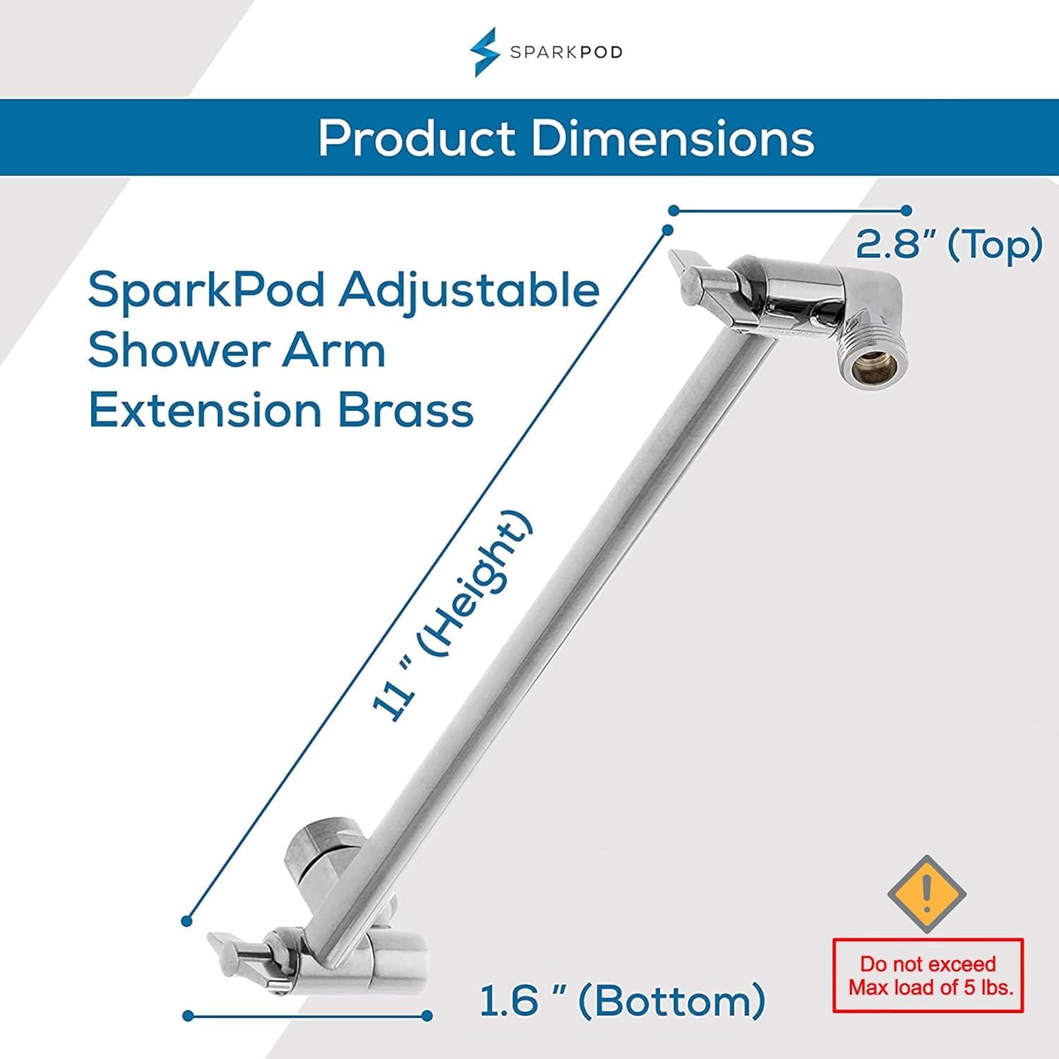 11" Adjustable Polished Chrome Brass Shower Arm Extension