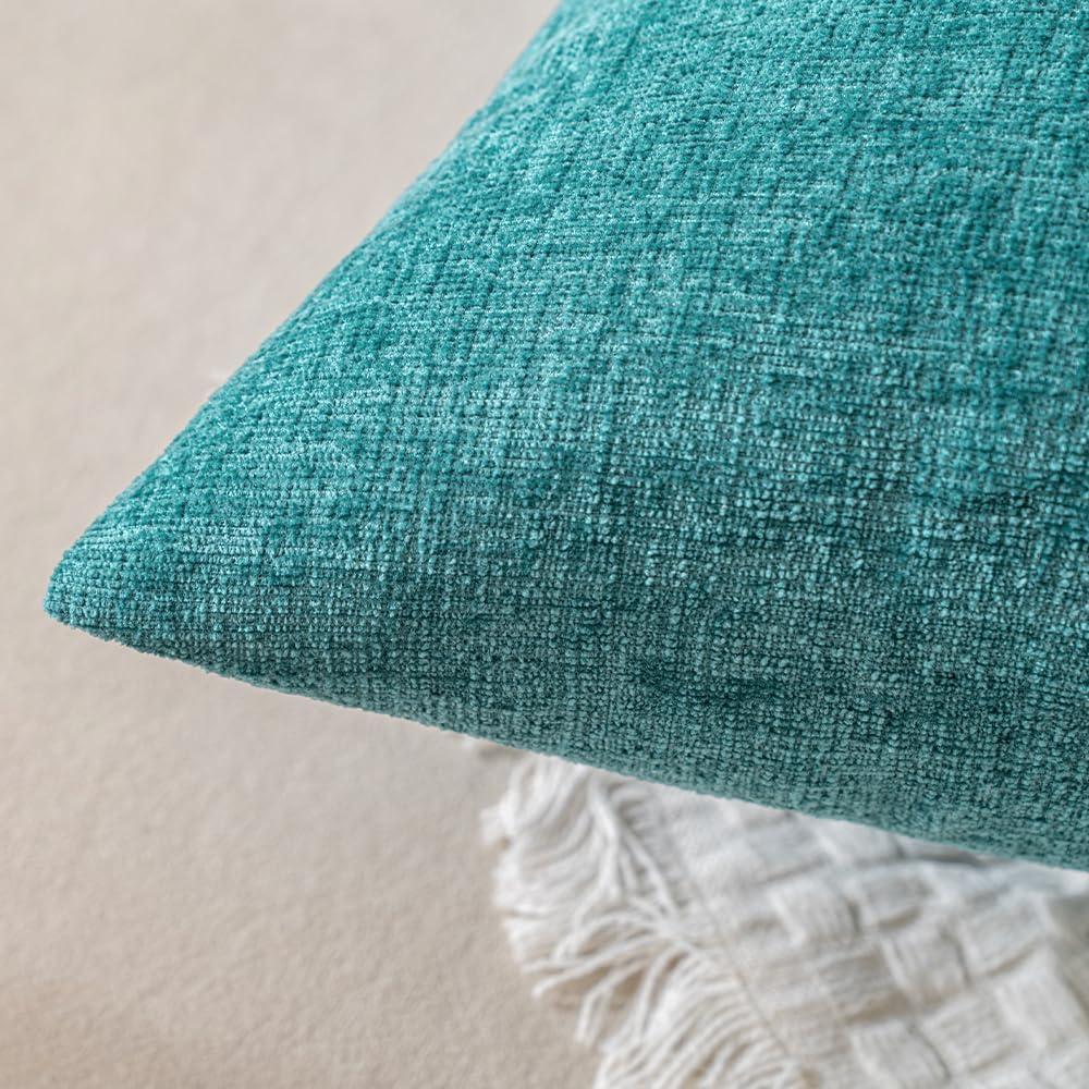 Teal Chenille 18x18 Euro Pillow Covers, Pack of 2