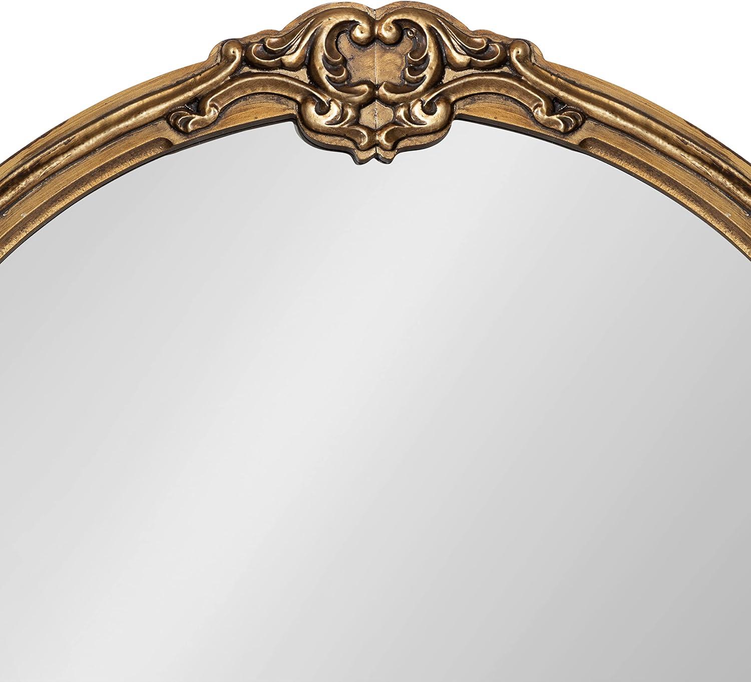 Kate and Laurel Astrid Arched Ornate Mirror, 20 x 30, Antique Gold, Traditional Decorative Arch Wall Mirror for Home Decor