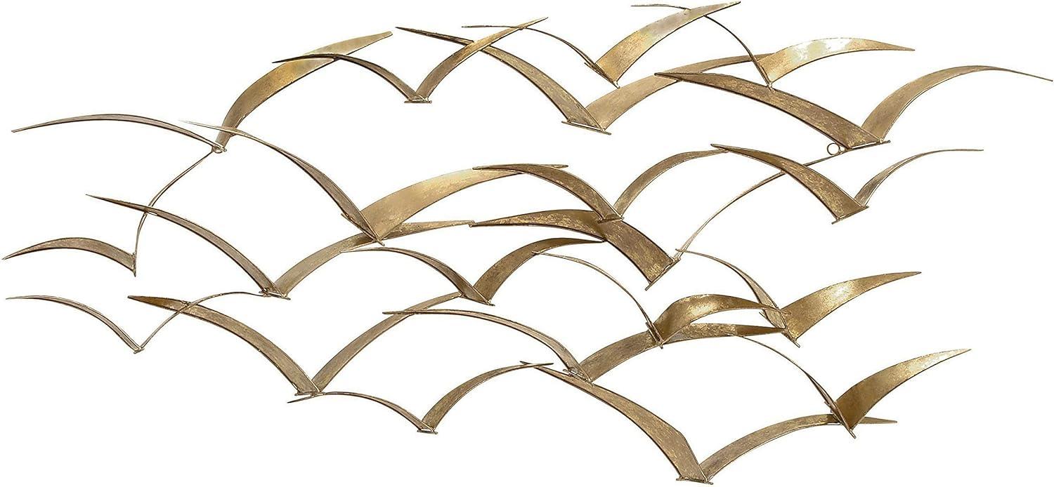 Gold Handcrafted Iron Flock of Birds Wall Art