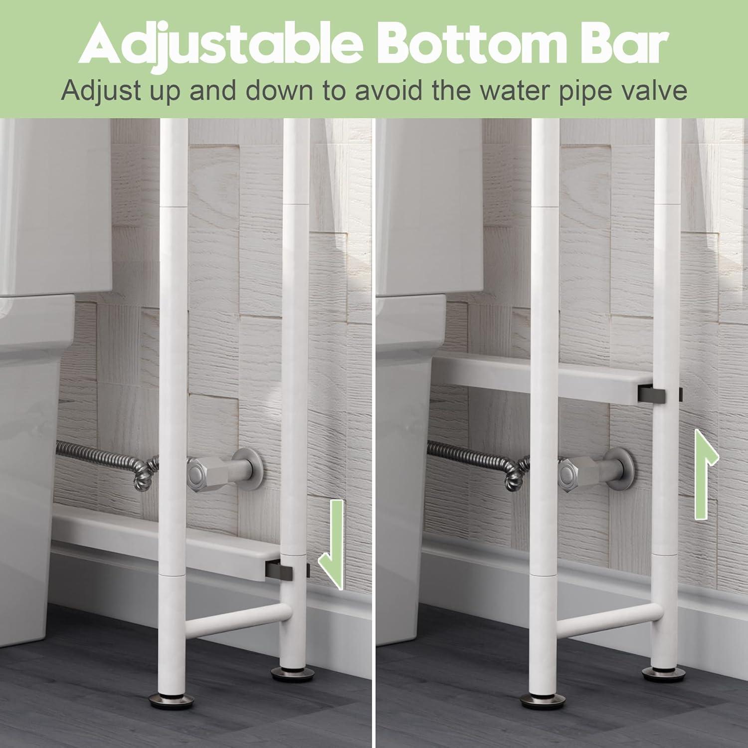 AmazerBath Bamboo Over The Toilet Storage Shelf, Over Toilet Bathroom Organizer Rack, 3-Tier Bathroom Shelves Over Toilet, Space Saver, White