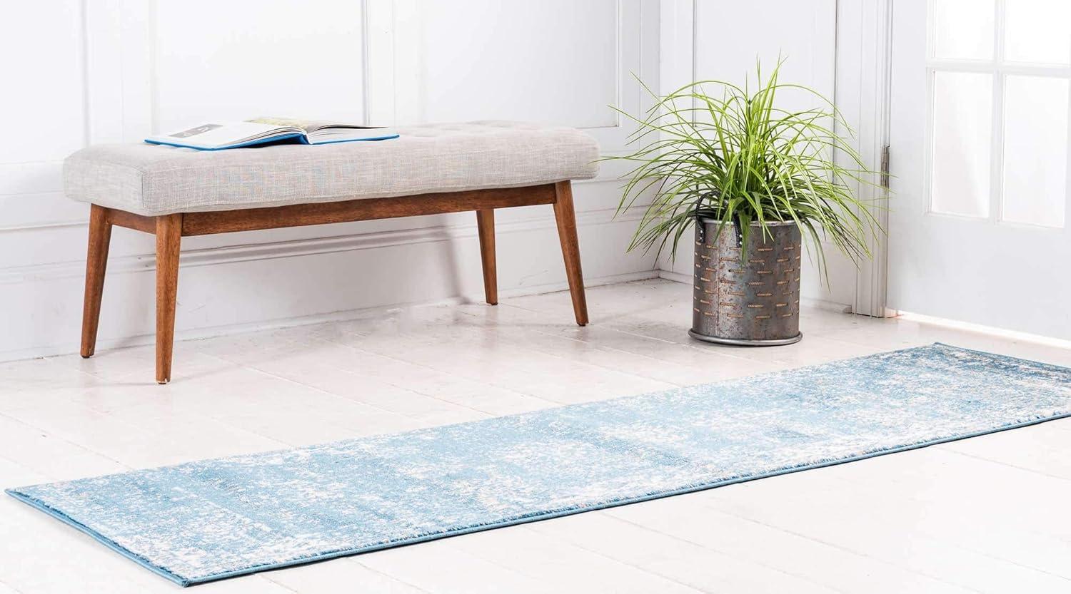 Unique Loom 3' 3 x 16' 5 Runner Sofia Blue Runner Rug