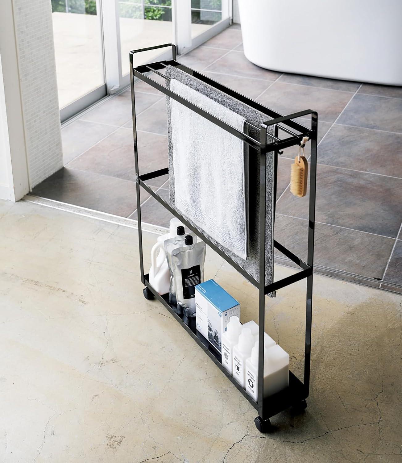 Tower Yamazaki Home Towel Rack And Bath Cart, Rolling Bathroom Storage Organizer